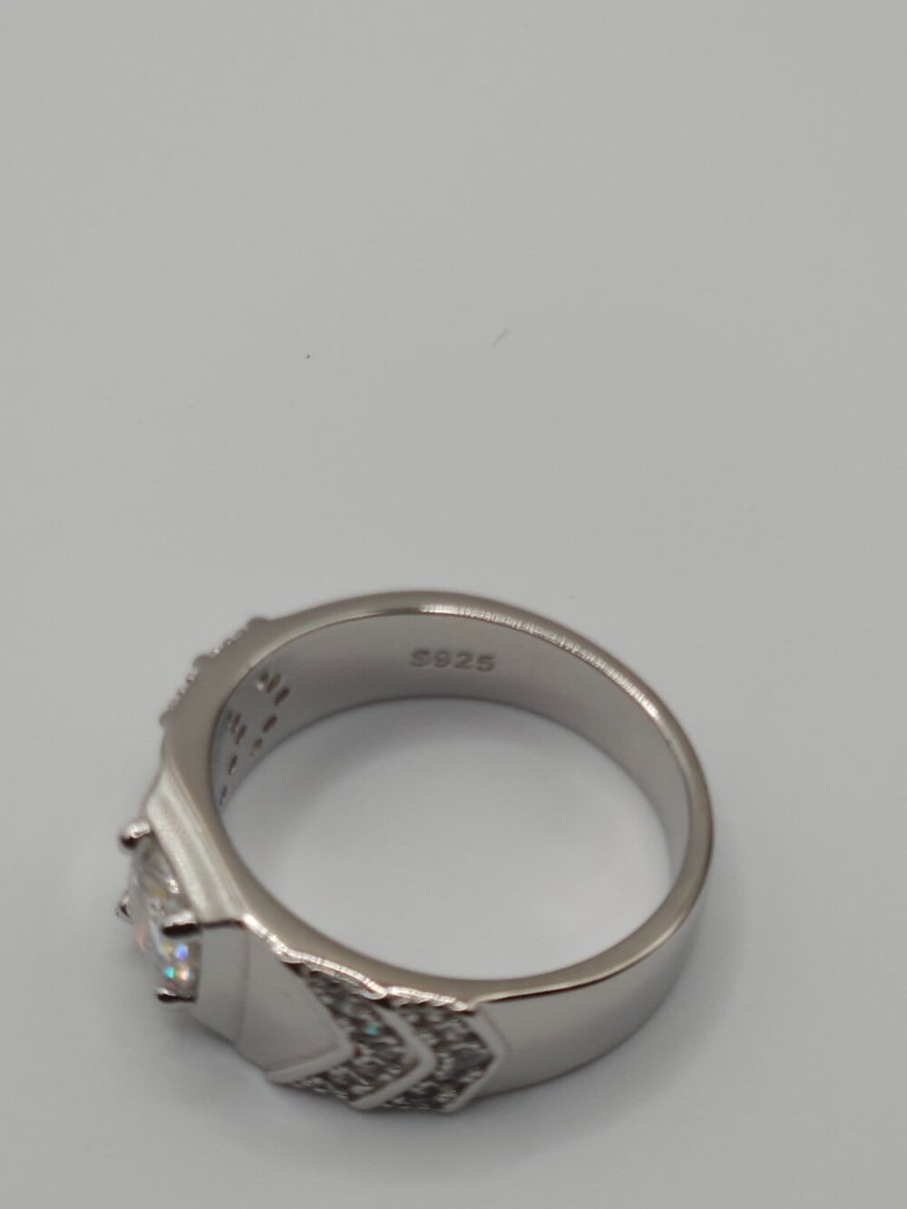 925 Sterling Silver 1ct Moissanite Men Signet Ring Size 10 GRA Certified - Picture 5 of 6